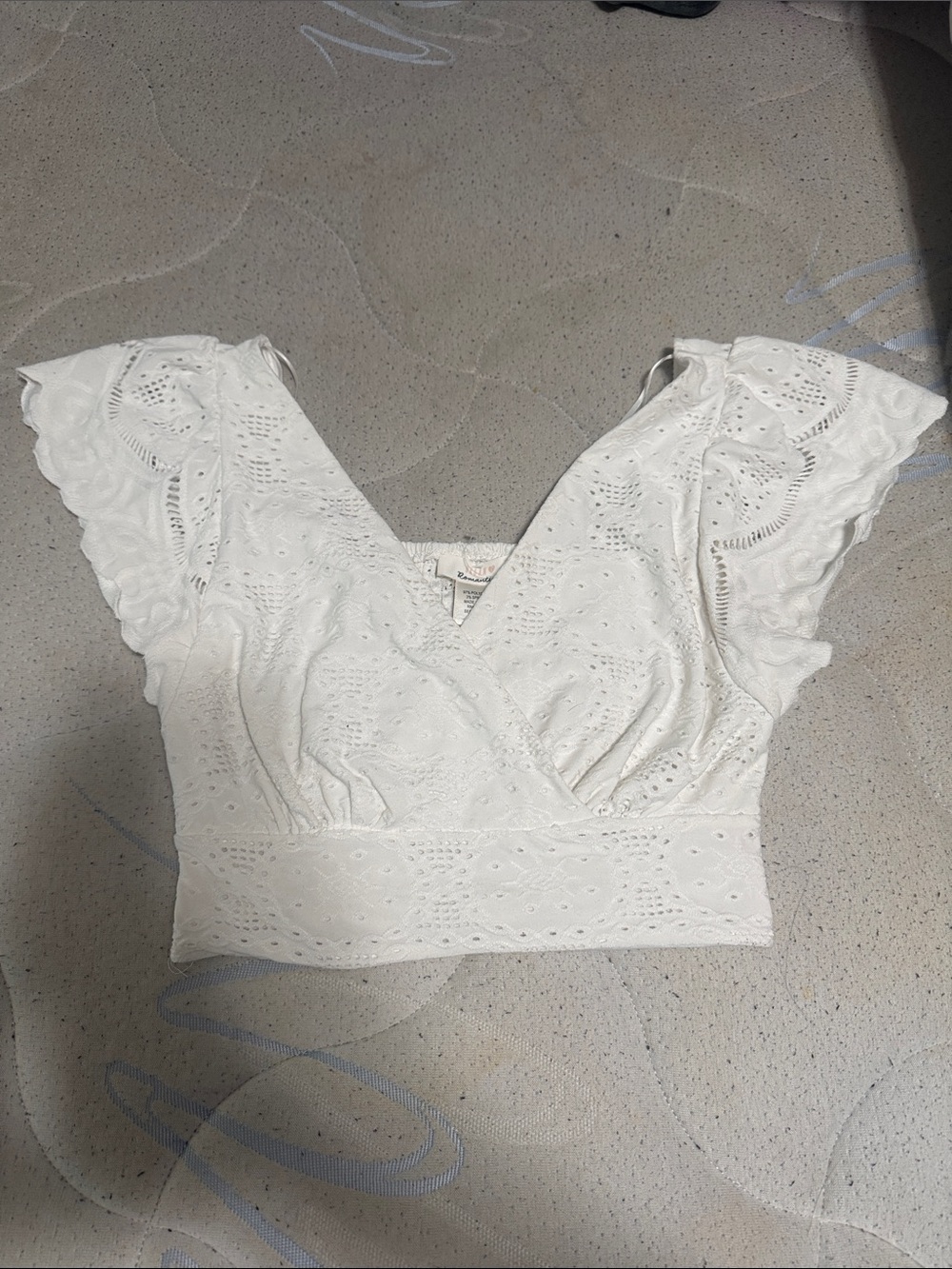 White V-Neck Crop Top